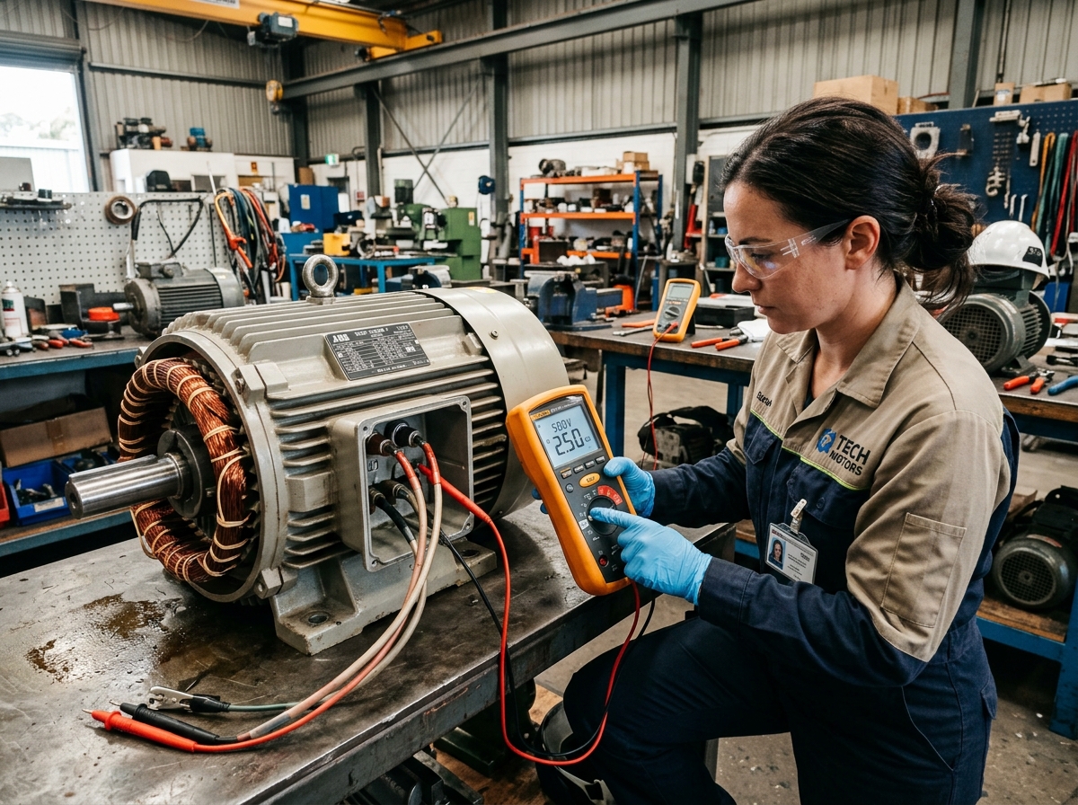 Testing motor listrik industri — PT TEM motor diagnostics dan acceptance test