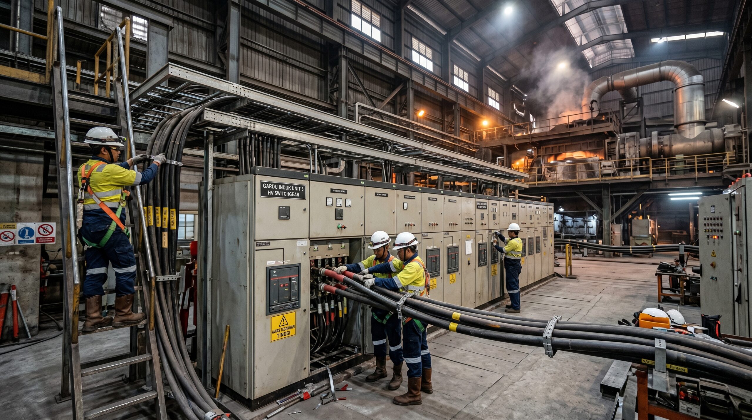 Instalasi elektrikal smelter nikel RKEF Morowali - PT TEM